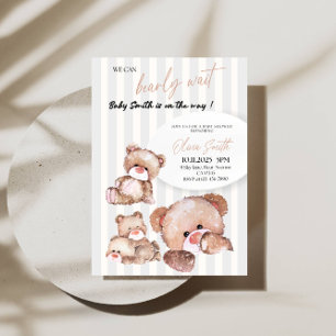 Invitation Baby shower d'attente précoce - Ours Brown mignon