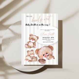 Invitation Baby shower d'attente précoce - Ours Brown mignon