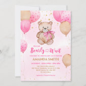 Invitation Baby shower d'attente rapide de l'ours en peluche  (Devant)