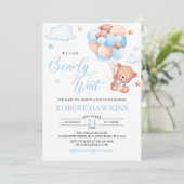 Invitation Baby shower d'attente rapide de l'ours en peluche (Debout devant)