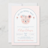 Invitation Baby shower d'attente rose bleu floral (Devant)