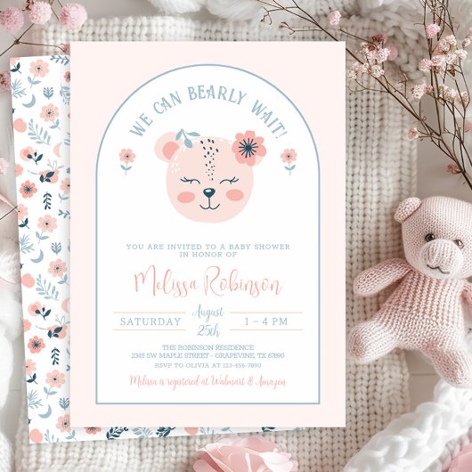 Invitation Baby shower d'attente rose bleu floral