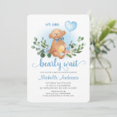 Invitation Baby shower d'attente vert Teddy Bear Bearly Wait (Debout devant)