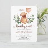 Invitation Baby shower d'attente vert Teddy Bear Bearly Wait (Debout devant)
