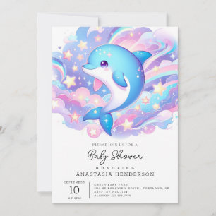 Invitation Baby shower Dauphin Caricature amusant