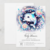 Invitation Baby shower Dauphin Majestic élégant (Devant / Derrière)