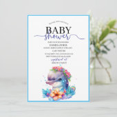 Invitation  Baby shower dauphin mignon aquarelle (Debout devant)