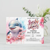 Invitation Baby shower Dauphin Splish-Splash (Debout devant)