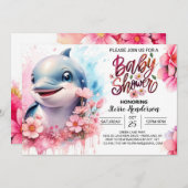 Invitation Baby shower Dauphin Splish-Splash (Devant / Derrière)