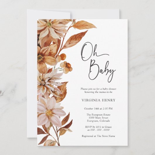 Invitation Baby shower d'automne (Devant)