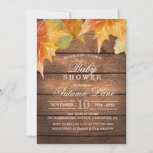 Invitation Baby shower d'automne (Devant)