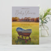 Invitation Baby shower d'automne Bassinet vintage (Debout devant)