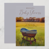 Invitation Baby shower d'automne Bassinet vintage (Devant / Derrière)