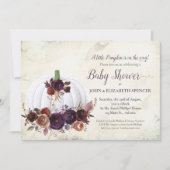Invitation Baby shower d'automne blanc Citrouille couples (Devant)