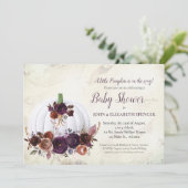 Invitation Baby shower d'automne blanc Citrouille couples (Debout devant)