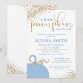 Invitation Baby shower d'automne Blue Little Citrouille Invit (Devant / Derrière)