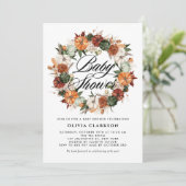 Invitation Baby shower d'automne Boho Citrouilles Wreath (Debout devant)