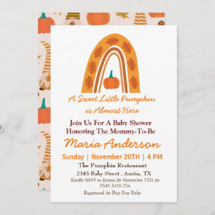 Invitation Baby shower d'automne Boho Rainbow Little Citrouil