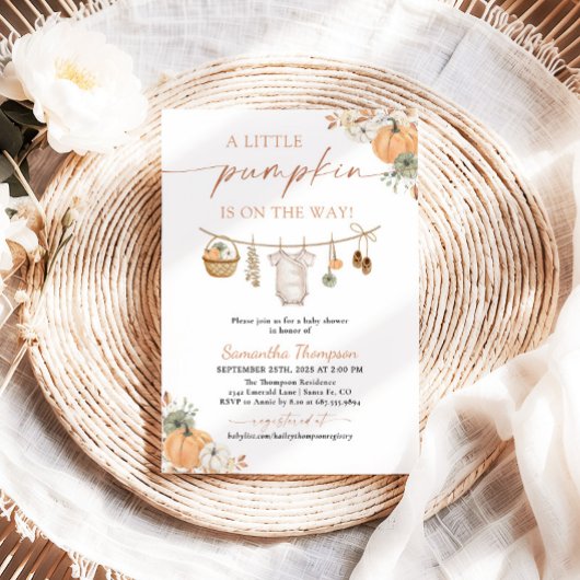 Invitation Baby shower d'automne | Boho Un Peu Citrouille