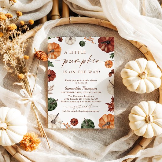 Invitation Baby shower d'automne | Boho Un Peu Citrouille