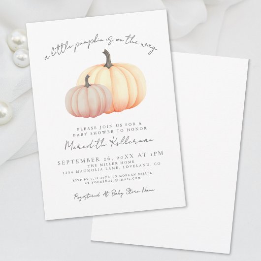 Invitation Baby shower d'automne citrouille