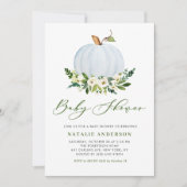 Invitation Baby shower d'automne Citrouille bleu aquarelle (Devant)