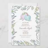 Invitation Baby shower d'automne Citrouille de la révélation  (Devant)