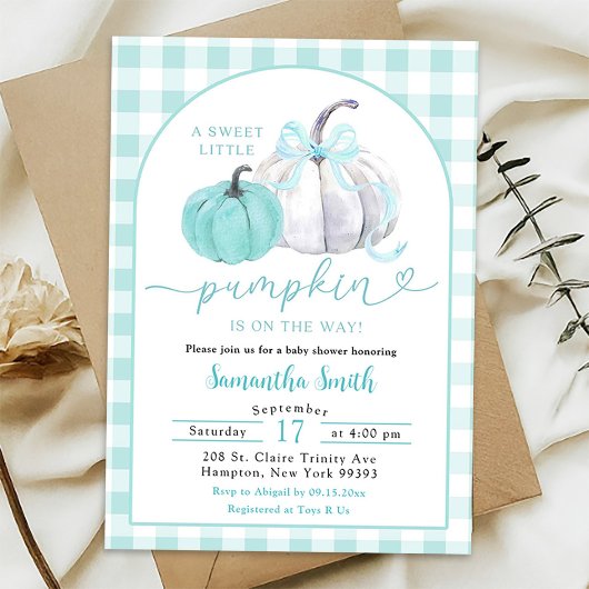Invitation Baby shower d'automne Citrouille de menthe verte P