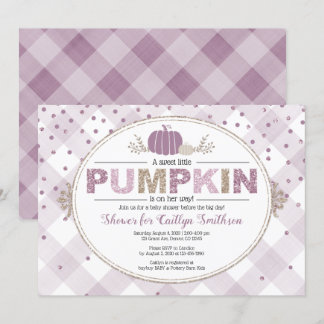 Invitation baby shower d'automne Citrouille en vichy confetti
