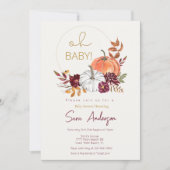 Invitation Baby shower d'automne Citrouille Gold et Maroon (Devant)