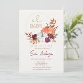 Invitation Baby shower d'automne Citrouille Gold et Maroon (Debout devant)