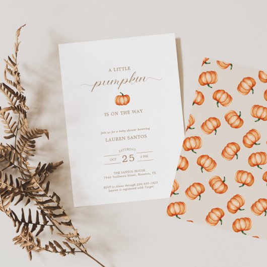 Invitation Baby shower d'automne citrouille Motif | Invitatio