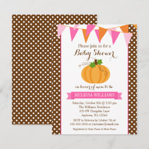 Invitation Baby shower d'automne Citrouille Polka Dot Bunting