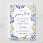 Invitation Baby shower d'automne Citrouille White Blue Chinoi (Devant)