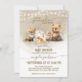 Invitation Baby shower d'automne Citrouille Woodland Demande (Devant)
