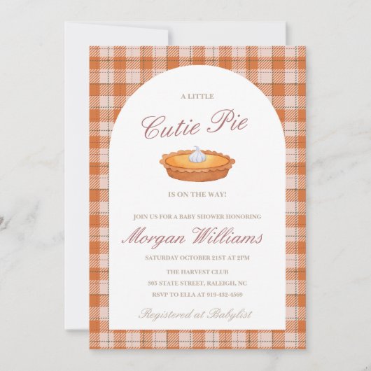 Invitation Baby shower d'automne Cutie Pie (Devant)