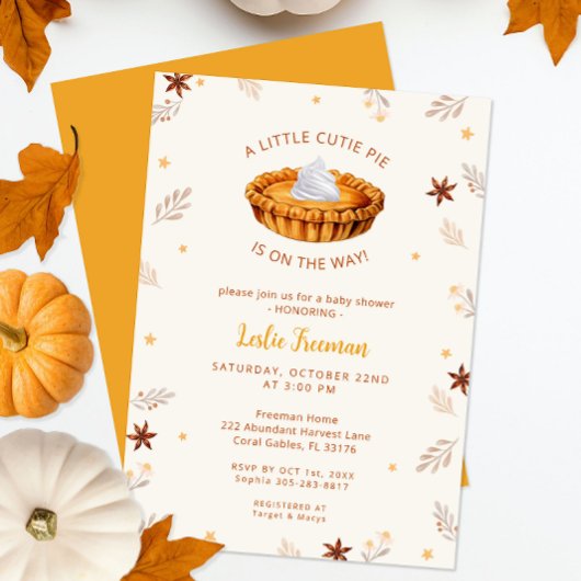 Invitation Baby shower d'automne Cutie Pie