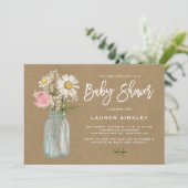 Invitation Baby shower d'automne Daisy Mason Jar Kraft Papier (Debout devant)