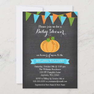 Invitation Baby shower d'automne de Chalkboard Citrouille Bun