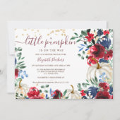 Invitation Baby shower d'automne de citrouille à fleurs borde (Devant)