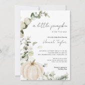 Invitation Baby shower d'automne de Citrouille blanc Eucalypt (Devant)