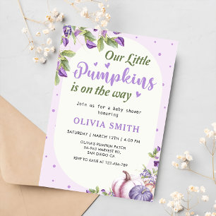 Invitation Baby shower d'automne de Citrouille de fleurs viol