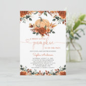 Invitation Baby shower d'automne de Citrouille orange brûlé (Debout devant)