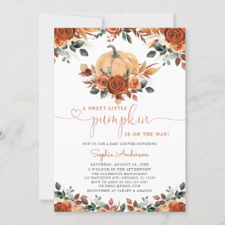 Invitation Baby shower d'automne de Citrouille orange brûlé