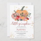 Invitation Baby shower d'automne de citrouille rouge vert rus (Devant)