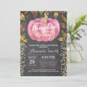 Invitation Baby shower d'automne de fille Citrouille Parties (Debout devant)