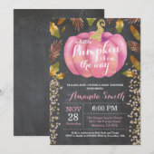 Invitation Baby shower d'automne de fille Citrouille Parties (Devant / Derrière)