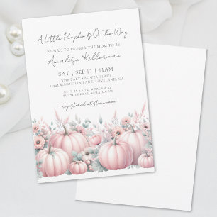 Invitation Baby shower d'automne de fille Citrouille rose