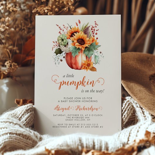 Invitation Baby shower d'automne de fleurs de tournesol peu C