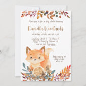 Invitation Baby shower d'automne de Fox (Devant)